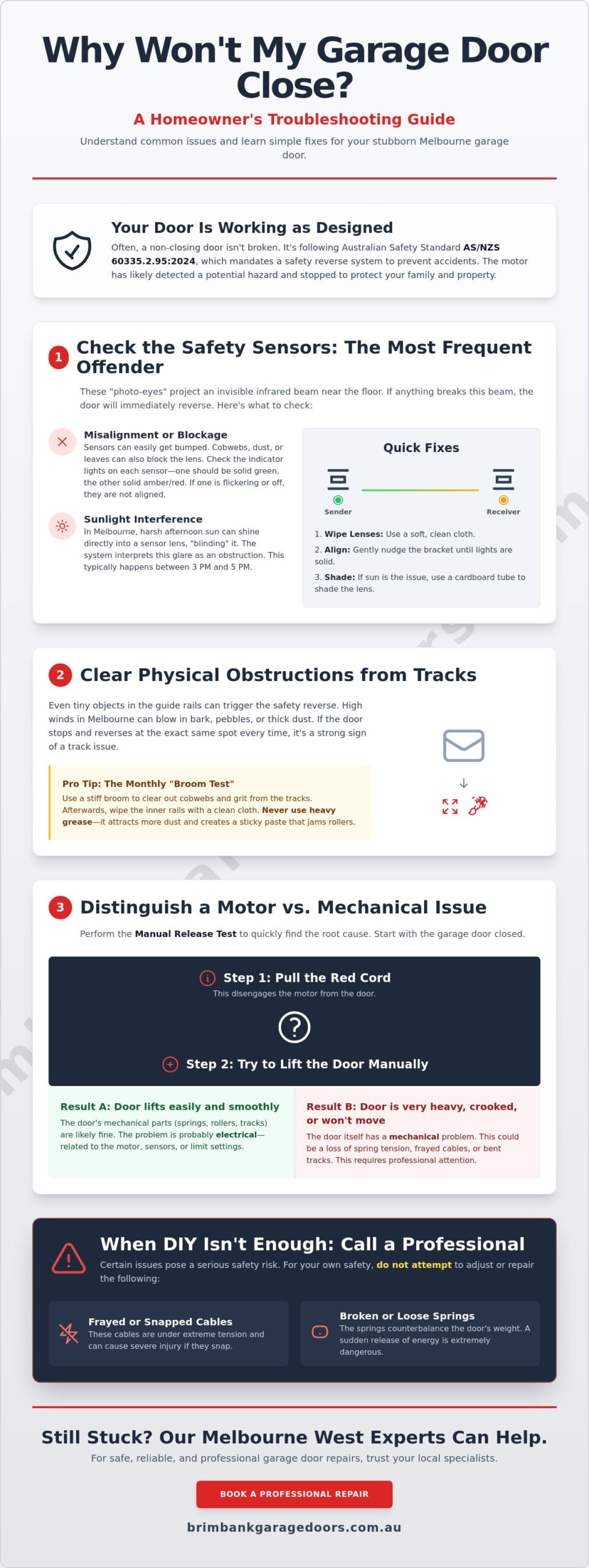 Why Is My Garage Door Not Closing? 7 Troubleshooting Fixes for Melbourne Homes