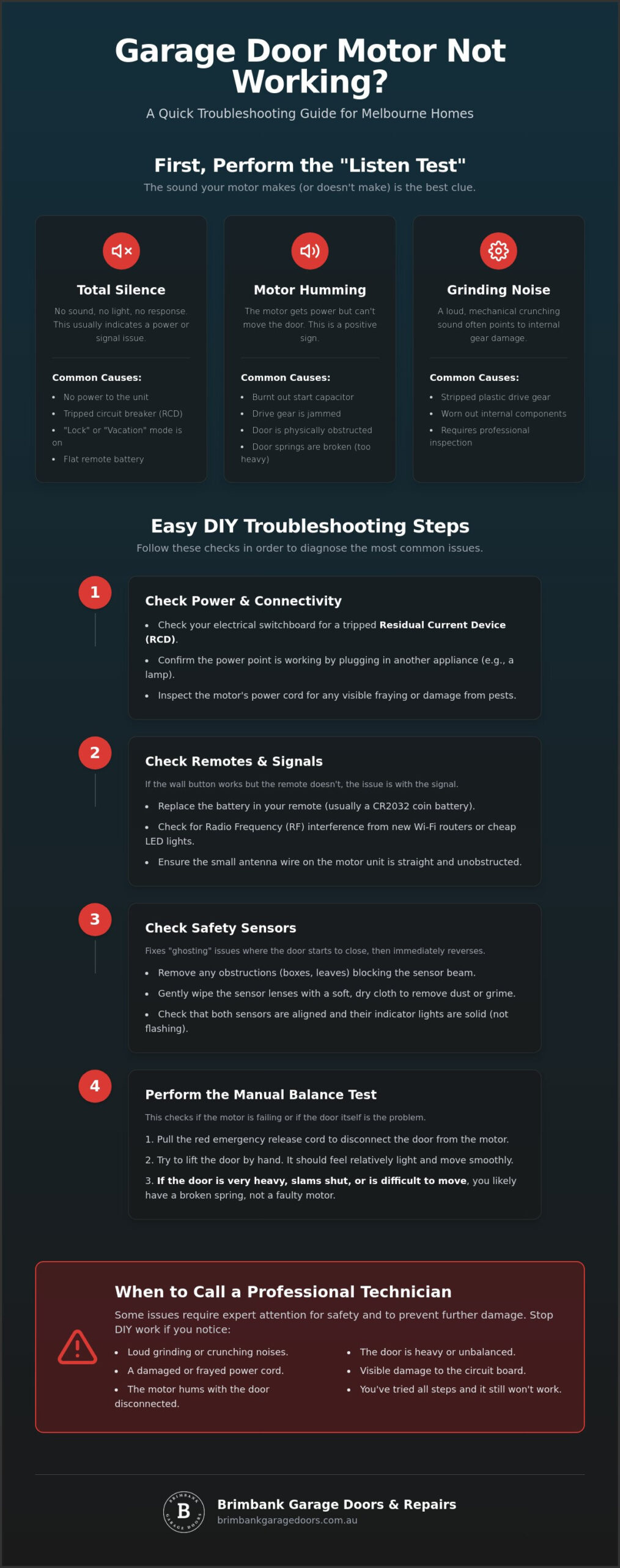 Garage Door Motor Not Working? A DIY Troubleshooting Guide for Melbourne Homeowners