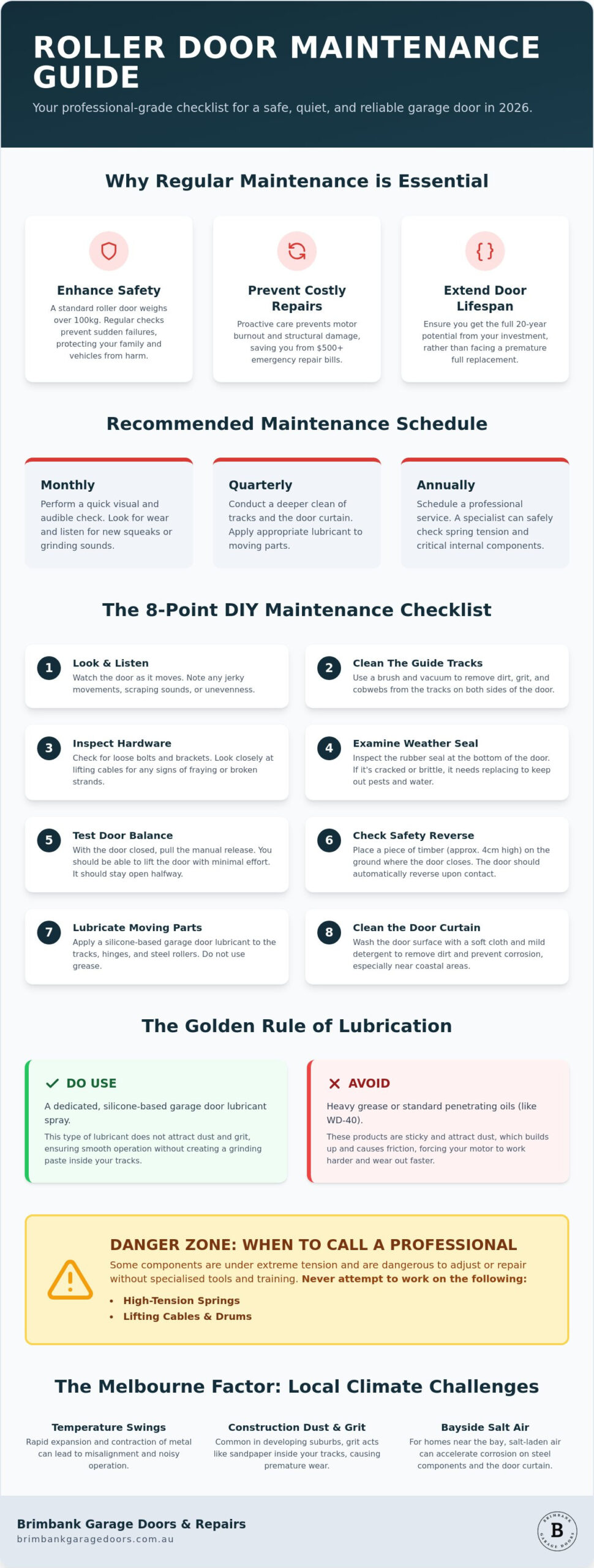 The Ultimate 2026 Roller Door Maintenance Checklist for Melbourne Homeowners