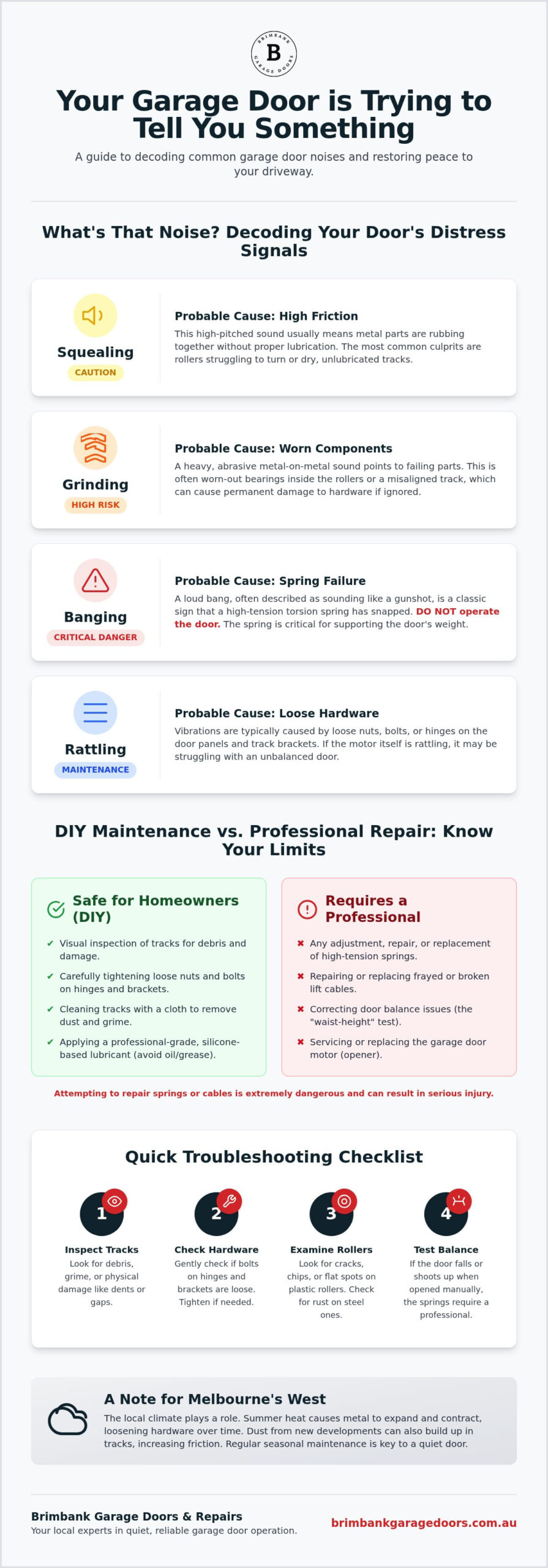 Noisy Garage Door Fix: Melbourne Western Suburbs Guide 2026